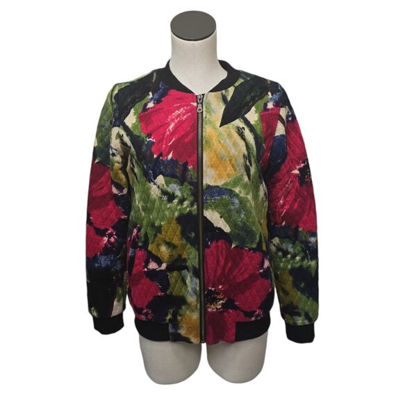 Soft Surroundings Floribella Jacket Quilted Bomber Womens Size Medium Floral - Picture 1 of 12